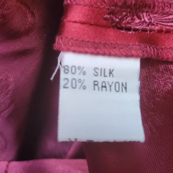 Vintage Red Silk Bend Butterfly Blazer Women's M Button Up Holiday Party Fairy - Picture 5 of 6